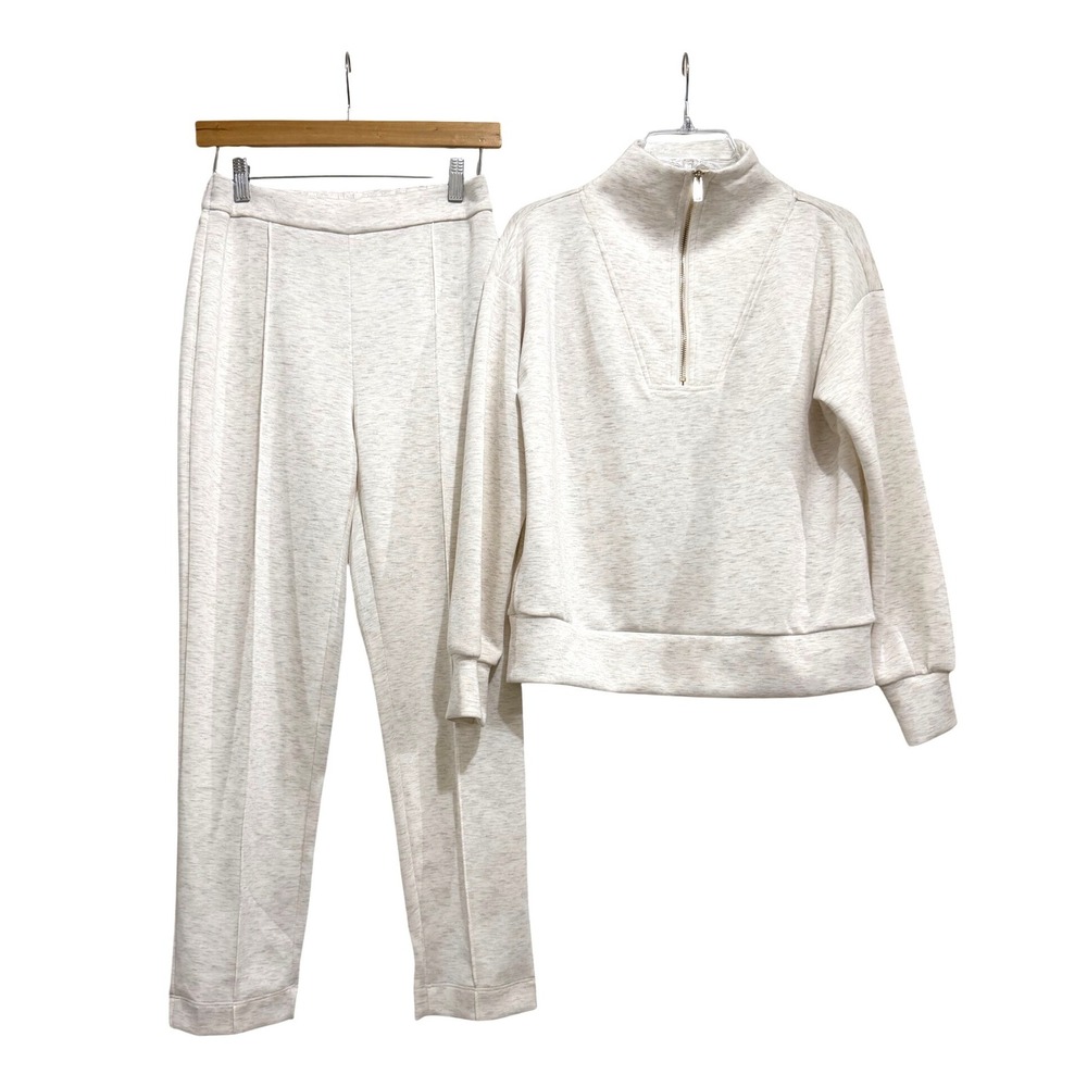 Elie Tahari Womens Scuba Knit 2 Piece Set Quarter Zip Pullover & Pants Small